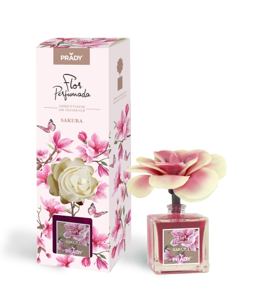 Prady Ambientador Flor Perfumada Sakura - Frasco de Cristal 90ml