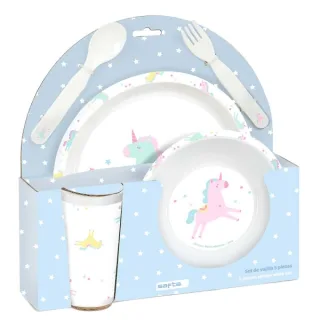 Safta Unicornio Set de Menaje Infantil - PVC sin BPA - 260x90x260mm - Color Azul