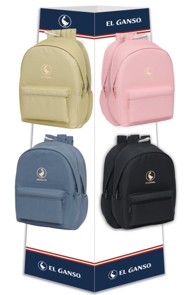 Safta el Ganso Basics - 8 Ganchos - 16 Mochilas Incluidas - Carton Reciclado - 42x160x42cm - Colores Surtidos