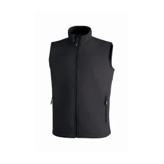 Upower Dublino Chaleco de Trabajo Soft Shell - Talla 2XL - Transpirable, Antiviento, Repelente al Agua, Multibolsillos con Cremallera, Ajuste Personalizado con Cordon - Color Negro Carbon