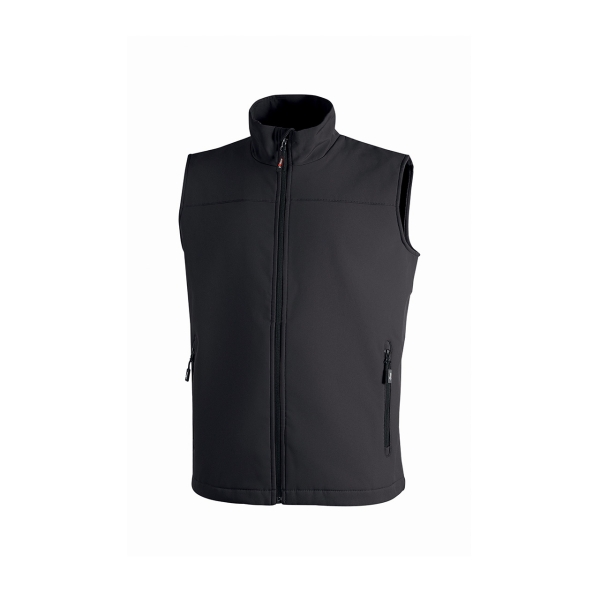 Upower Dublino Chaleco de Trabajo Soft Shell - Talla 2XL - Transpirable, Antiviento, Repelente al Agua, Multibolsillos con Cremallera, Ajuste Personalizado con Cordon - Color Negro Carbon