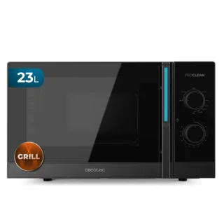 Cecotec ProClean 4120 Microondas - Potencia de 800W - Capacidad 23L - Grill 1000W - 8 Niveles de Potencia - Funcion Descongelar - Plato de 285mm - Temporizador 35min - Color Negro