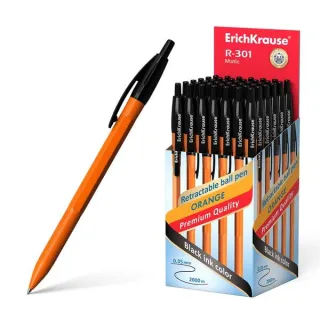 Erichkrause Boligrafo Automatico R-301 Naranja Matic 07 - Cuerpo Hexagonal Opaco - Grip - Punta de 07mm - Tinta de Secado Rapido - Color Negro · Pack de 50 uds.
