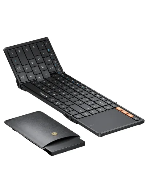 ProtoArc XK01-TP Teclado Portatil Plegable en Triptico - Bluetooth - Con Touchpad - Conexion de hasta 3 Dispositivos - Color Negro
