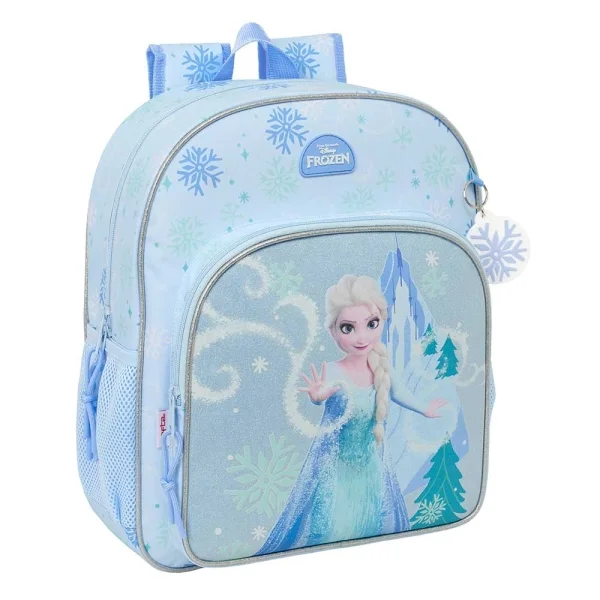 Safta Frozen Mochila - 15L - Adaptable a Carro - Bolsillo Frontal - Portabotellas - Cremallera con Doble Tirador - Asa de Mano - Hombreras y Espalda Acolchada - 32x38x12cm - Color Azul Pastel
