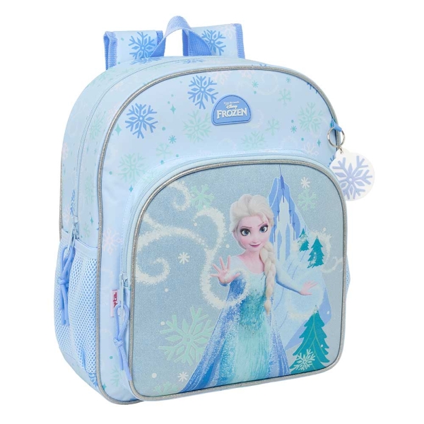 Safta Frozen Mochila - 15L - Adaptable a Carro - Bolsillo Frontal - Portabotellas - Cremallera con Doble Tirador - Asa de Mano - Hombreras y Espalda Acolchada - 32x38x12cm - Color Azul Pastel