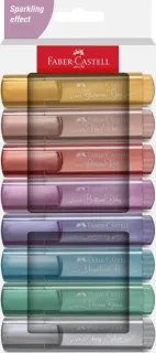 Faber-Castell Textliner 46 Pack de 8 Marcadores Metalizados - Punta Biselada - Trazo entre 1mm y 5mm - Tinta con Base de Agua - Colores Pastel Surtidos