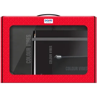 Dohe Colour Vibes Pack de Mochila + Carpeta A4 Recambio + Portatodo Triple - Todo en un Maletin Perfecto para Regalo - Color Negro