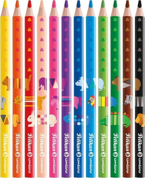 Pelikan Caja de 12 Lapices de Colores Jumbo Triangulares - Mina Antirotura - Certificacion FSC