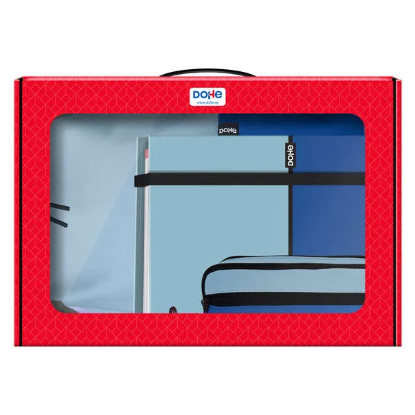 Dohe Pack Mochila, Carpeta y Portatodo Duo - Maletin Regalo 365x515x105mm - Carpeta A4 Recambio - Mochila 3 Compartimentos Grande - Portatodo Triple