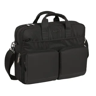 Safta Business Maletin para Portatil hasta 15.6" - Interior Acolchado - Compartimento para Tablet 10.6" - Bolsillos Frontales - Conector USB - Bandolera Ajustable - Asas Forradas - Color Neg