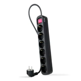Nanocable Regleta 6 tomas con interruptor Negro