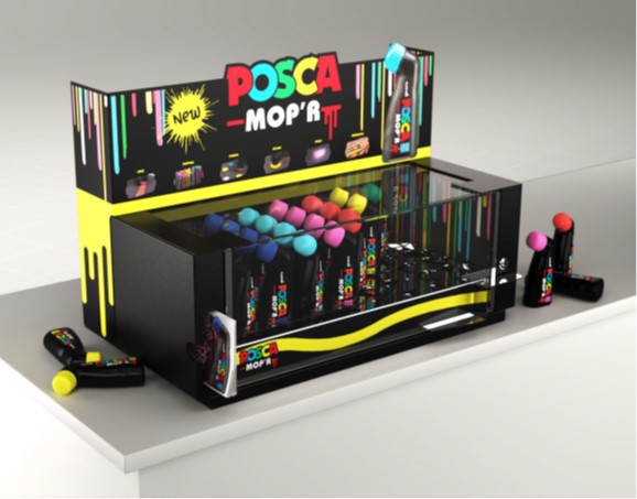 Posca MOP'R Expositor 62 Marcadores de Pintura - Punta Redondeada de Gomaespuma 3-19mm - Multi Efectos - Tinta Base al Agua - No Permanente - Resistente a la Luz - Inodoro - Color Surtido ·
