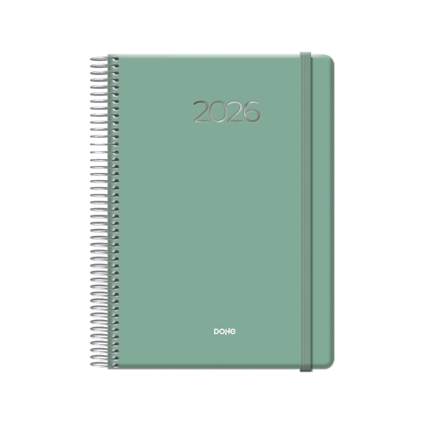 Dohe Denver Agenda Anual - Dia Pagina - Sabado y Domingo misma Pagina - Cierre con Goma Elastica - Tamaño 15x21cm - Color Verde