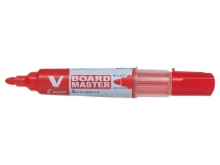 Pilot V-Board Master Begreen Rotulador para Pizarra Blanca - Punta Redonda 6mm - Trazo 2.3mm - 91% Plastico Reciclado - Recargable - Color Rojo · Pack de 10 uds.