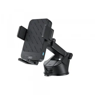 XO WX043 Soporte de Coche - Carga Inalambrica 15W - USB-C - Base Incluida - ABS y Silicona - Incluye Cable - 81x114x51mm - Color Negro