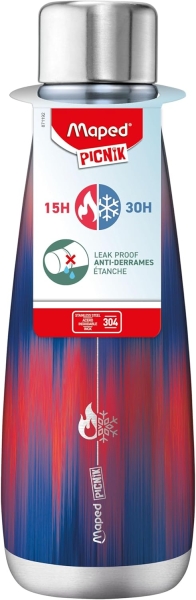 Maped Picnik Botella Isotermica 0.5L - Doble Pared de Acero Inoxidable - Liquidos Calientes hasta 15h, Frios hasta 30h - Color Azul/Rojo