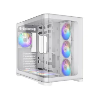 Sama V60 Caja Torre ATX - Lateral Cristal Templado Curvado - 2 x USB-A 3.0, USB-C 3.2 - 1 x Audio + Micro - 7 Ventiladores ARGB - Color Blanco