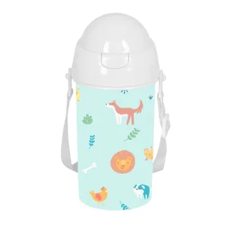 Safta Pandi Botella de 500ml - PVC sin BPA - Pajita Interior - 73x73x195mm - Color Azul Claro
