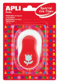Apli Perforadora de Papel y Goma Eva en Forma de Tulipan - Tamaño de Figura 25.4mm - Perforadora de Alta Calidad para Papel, Carton, Cartulina o Goma Eva de Hasta 2mm - Deposito de Facil Ape