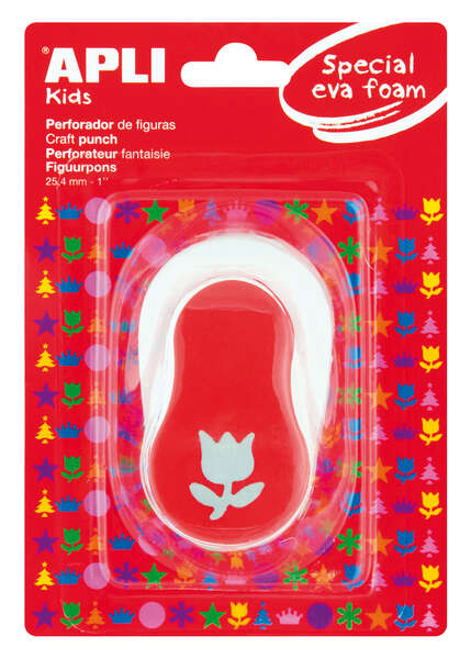 Apli Perforadora de Papel y Goma Eva en Forma de Tulipan - Tamaño de Figura 25.4mm - Perforadora de Alta Calidad para Papel, Carton, Cartulina o Goma Eva de Hasta 2mm - Deposito de Facil Ape