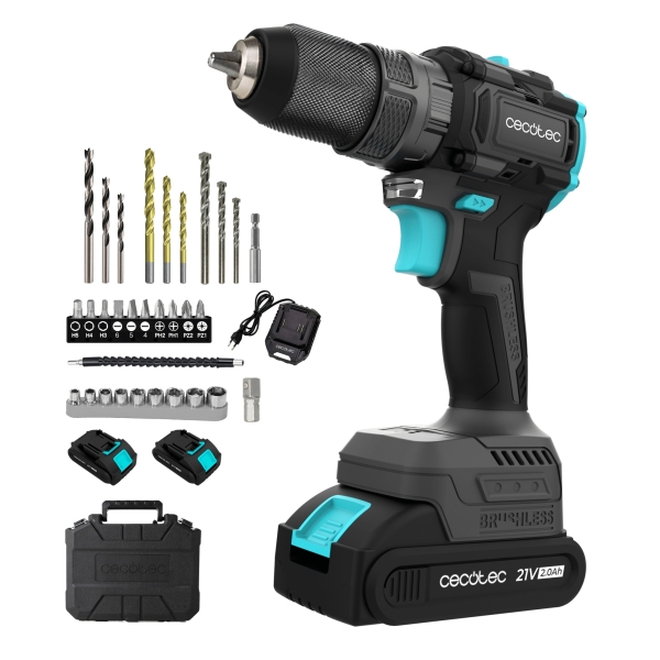 Cecotec PowerForce 3000 Impact Brushless Taladro Percutor Inalambrico - 2 Baterias 21V 2Ah - Par de Apriete 50Nm - 1.500rpm - Percutor 32.000Ipm - Luz LED - Portabrocas 10mm sin Llave - Colo