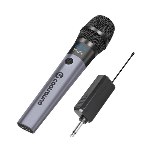 Coolsound CS0286 Microfono Inalambrico UHF - Autonomia Hasta 6 Horas - Receptor Incluido - Emparejamiento Automatico - Boton On/Off - Jack de 6.3mm y 3.5mm - Color Gris