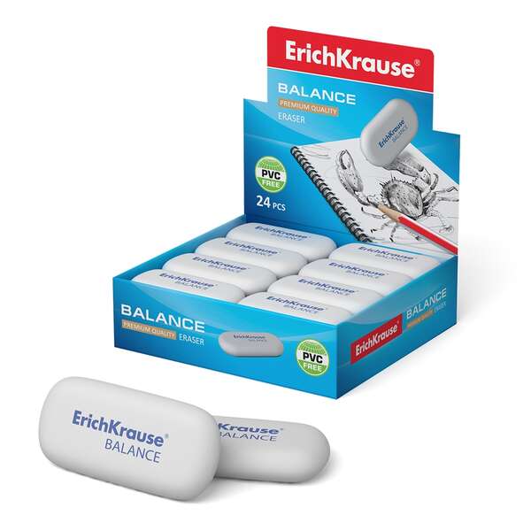 Erichkrause Balance Borrador de Dureza Media - Fabricado de Caucho Termoplastico Hipoalergenico - Ecologico y Moderno - Libre de Impurezas - No Contiene Pvc - Color Negro · Pack de 24 uds.