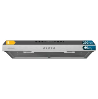 Cecotec Bolero Flux CM 602200 Inox B Campana Extractora Convencional de 60cm - 70W - Succion 220m3/h - Incluye Accesorios - Kit de Montaje - Color Acero