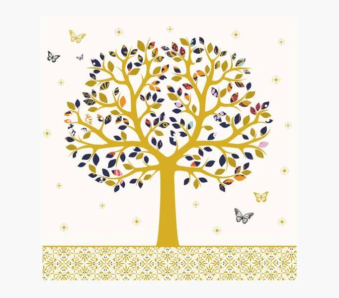 Pictura Tarjeta Arabesque - 16x16cm - Tematica de Arboles - Tarjeta Triptica sin Envoltorio - Incluye Sobre Blanco - Papel con Certificacion FSC