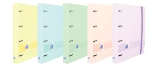 Oxford Europeanbinder Live & Go Carpeta de 4 Anillas Formato A4+ con Recambio Cuadriculado 5x5mm y 4 Taladros - Tapa de Plastico Resistente - Cierre con Goma Elastica - Colores Surtidos Past
