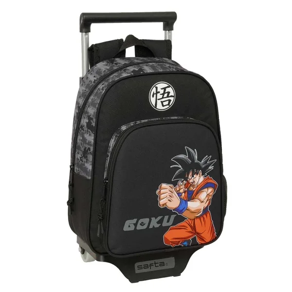 Safta Dragon Ball Mochila con Carro - Portabotellas - Hombreras Ergonomicas - Bolsillo Frontal - Asa de Mano Superior - Mochila Extraible - Material Resistente - 27x10x67cm - Color Negro