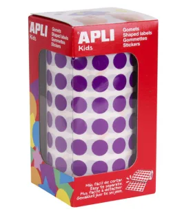 Apli Rollo con 5.192 Gomets Redondos Ø 10.5mm - 59 Hojas Pretroqueladas - Ideal para Escuelas - Color Lila