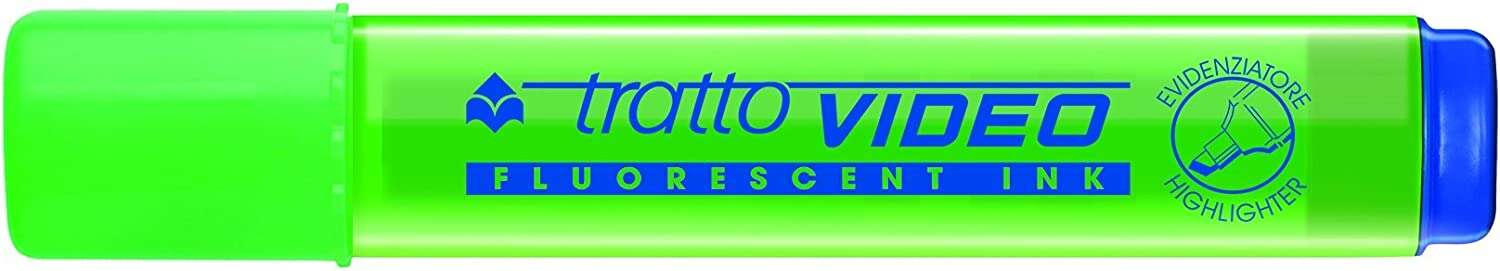 Tratto Video Marcador Fluorescente - Punta Biselada - Tinta Base de Agua - Secado Rapido - Color Verde Fluorescente · Pack de 12 uds.