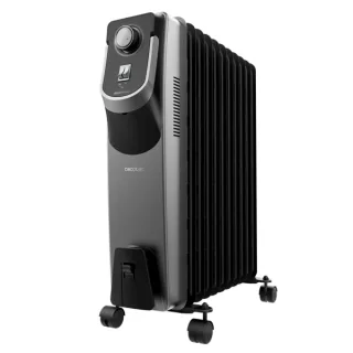 Cecotec ReadyWarm 11000 Space 360 Black Radiador de Aceite con 11 Modulos de 150x580mm - 2500W - Calienta hasta 28m2 - Tecnologia 360º - 3 Niveles - Recogecables - Facil Transporte - Color N