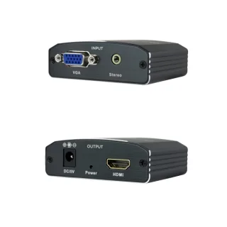 Nanocable Conversor de Video - VGA y Audio a HDMI - Jack 3.5mm - Alimentacion Externa - Conectores Hembra - Color Negro