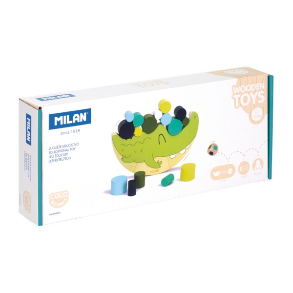 Milan Coco Balance Juguete Educativo de Madera - Cilindros Aplilables - de 1 a 6 Jugadores - Multicolor