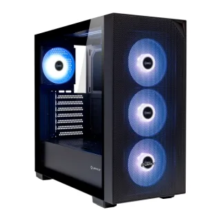 Unykach Revelat Mesh Black Caja ATX, Micro ATX, ITX - Lateral de Vidrio Templado - 3.5", 2.5" - USB-A 3.0, USB-C y Audio - 4 Ventiladores ARGB - Soporta Refrigeracion Liquida - Color Negro