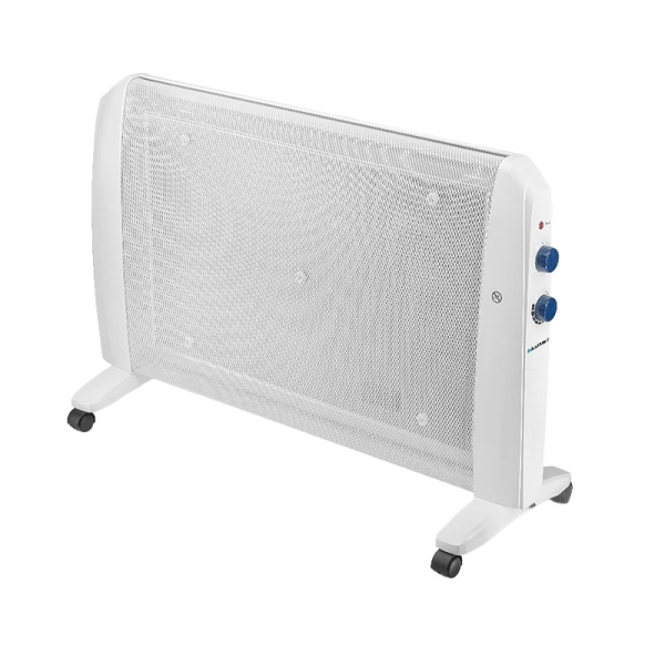 Blaupunkt Radiador de Mica - Potencia 2000W - Termostato Regulable - Interruptor Antivuelco - Asa Lateral - Indicador Luminoso - Ruedas - Color Blanco