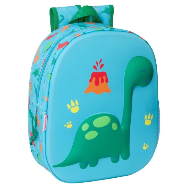 Safta Dino Mochila 3D - Portabotellas - Hombreras Acolchadas - Asa Superior - Resistente y Duradero - Uso Diario - Versatil y Practico - Color Azul