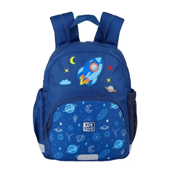 Oxford Space Mochila Infantil 8.5L - 2 Bolsillos Laterales con Goma Eslastica - Espalda Acolchada Ergonomica - Elementos Reflectantes - Asas Acolchadas y Ajustables - Material Repelente al Agua - Color Azul