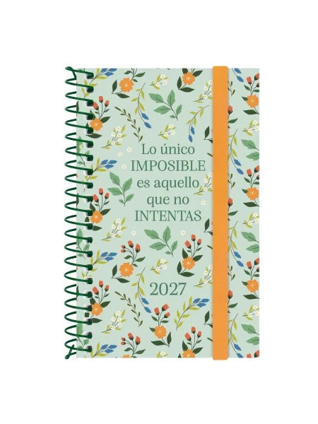 Finocam Trendy Design Collection Imposible Agenda - Anual 2027 - Semana Vista Horizontal - Formato E3 - 79x127mm - Espiral - Tapa de Polipropileno - Esquinas Microperforadas - Papel de 80g/m2 - Multicolor