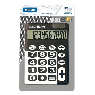 Milan Calculadora 10 Digitos - Calculadora de Sobremesa - Teclas Grandes - Tecla Rectificacion Entrada de Datos - Color Negro/Blanco