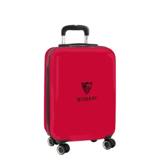 Safta Sevilla FC Maleta Trolley de Cabina 20” - Cierre con Candado - Interior Forrado y Bolsillos - Cintas con Cierre PVC - Ruedas Giratorias - Ajustable - 40.10L - 345x200x550mm - Color Roj