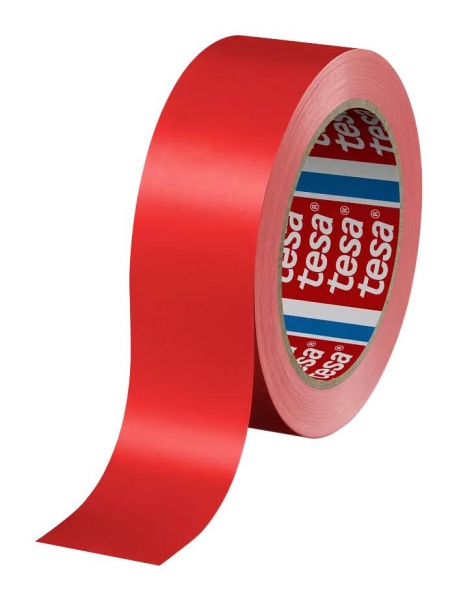 Tesa 60404 Cinta de Embalar Premium 12mm x 66 Metros - Fabricado en SPVC - Adhesivo de Caucho Natural - Color Rojo · Pack de 12 uds.