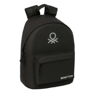 Safta Benetton Basics Mochila para Portatil hasta 14.1" - Interior Acolchado - Bolsillo para Tablet - Tirador Doble - Hombreras Ergonomicas - 20L - 310x160x410mm - Color Negro