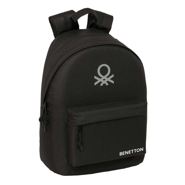 Safta Benetton Basics Mochila para Portatil hasta 14.1" - Interior Acolchado - Bolsillo para Tablet - Tirador Doble - Hombreras Ergonomicas - 20L - 310x160x410mm - Color Negro