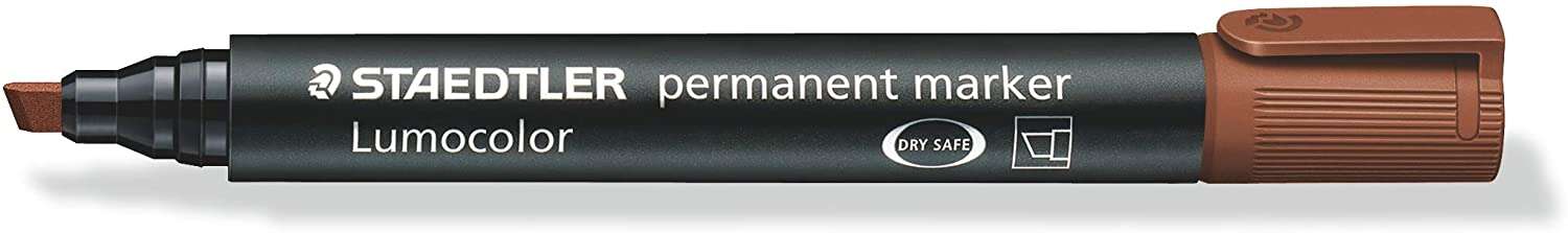 Staedtler Lumocolor 350 Rotulador Permanente - Punta Biselada 2-5mm aprox. - Tinta Base de Alcohol - Secado Rapido - Color Marron · Pack de 10 uds.