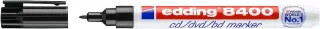 Edding 8400 Rotulador Permanente para CD, DVD y Blu-Ray - Punta Redonda - Trazo entre 0.5 y 1mm - Resistente al Agua y al Roce - Color Negro · Pack de 10 uds.