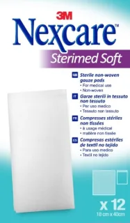 Nexcare Sterimed Pack de 12 Compresas de Gasa No Tejida - 18x40cm - Esteril - Transpirables - Color Blanco